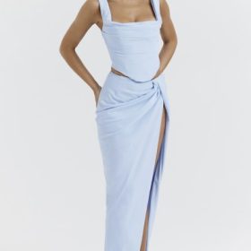 Vesper Soft Blue Maxi Skirt - Image 9