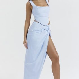 Vesper Soft Blue Maxi Skirt - Image 10