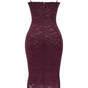 Melina Mulberry Lace Midi Dress - Image 4