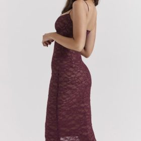 Melina Mulberry Lace Midi Dress - Image 11