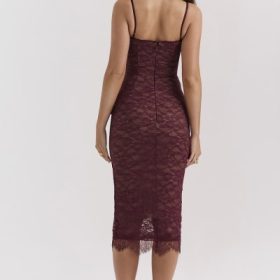 Melina Mulberry Lace Midi Dress - Image 12