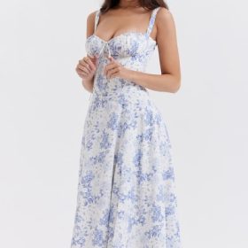 Carmen Blue Print Bustier Sundress - Image 11