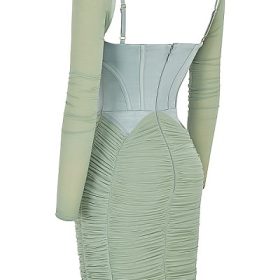 Freyja Green Gathered Corset Dress - Image 3