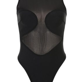 Chiara Black Sleeveless Bandage Bodysuit - Image 2