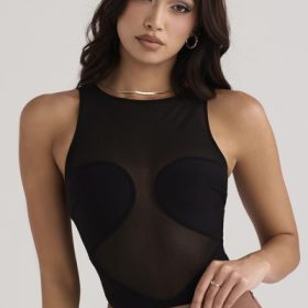 Chiara Black Sleeveless Bandage Bodysuit - Image 5