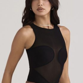 Chiara Black Sleeveless Bandage Bodysuit - Image 10