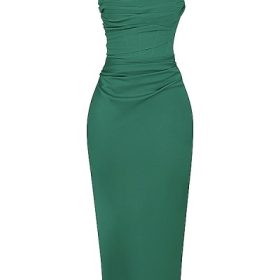 Teia Forest Draped Corset Midi Dress - Image 2