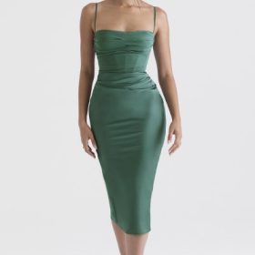 Teia Forest Draped Corset Midi Dress - Image 7