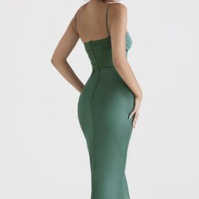 Teia Forest Draped Corset Midi Dress - Image 11