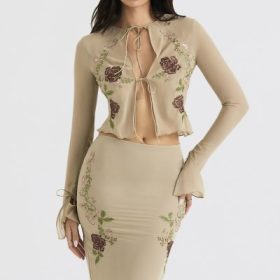 Asra Artichoke Floral Tie Front Top - Image 8