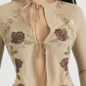 Asra Artichoke Floral Tie Front Top - Image 10