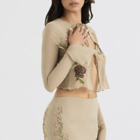 Asra Artichoke Floral Tie Front Top - Image 11
