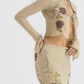 Asra Artichoke Floral Tie Front Top - Image 12