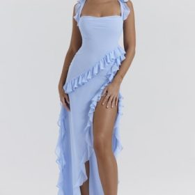 Ariela Soft Blue Ruffle Maxi Dress - Image 7