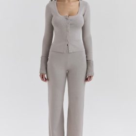 Hunter Grey Cashmere Straight Leg Trousers - Image 5