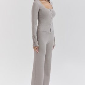 Hunter Grey Cashmere Straight Leg Trousers - Image 8