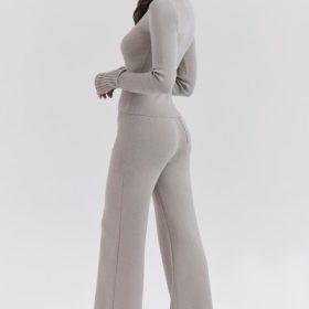 Hunter Grey Cashmere Straight Leg Trousers - Image 9